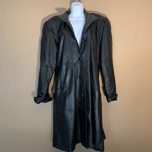 Leather Trench Coat Size 6 40" drop shoulder to hem Made by Rumors n Gossyp
